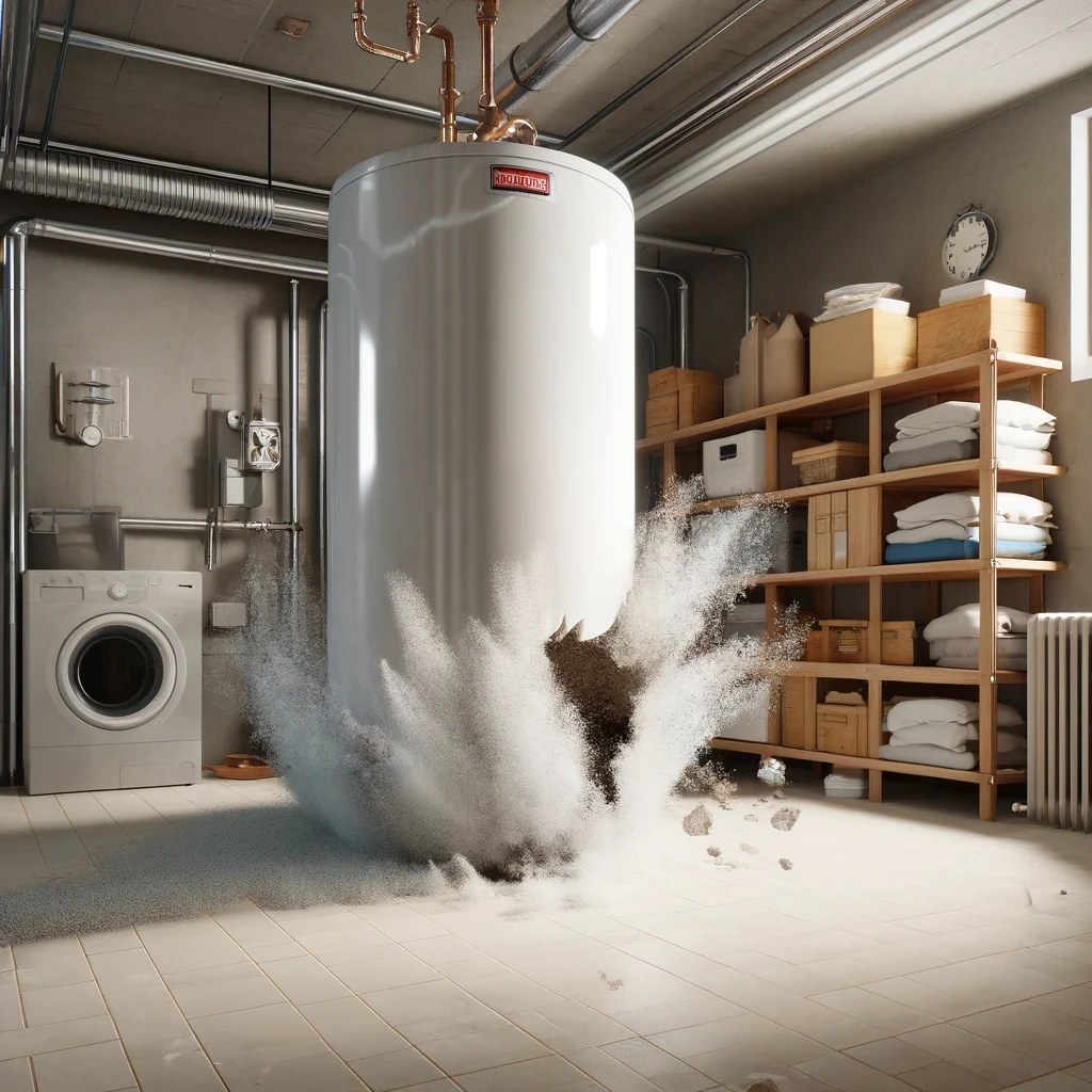 Burst hot water tank
